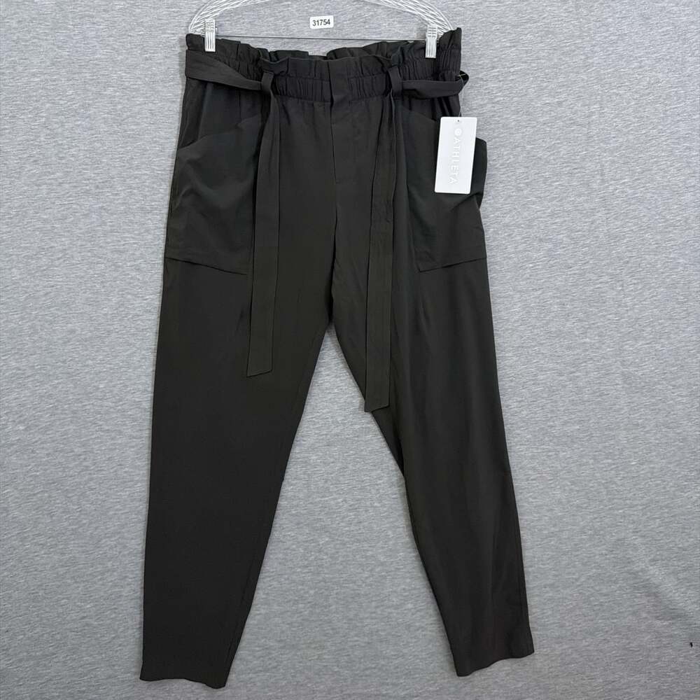 NWT Athleta Womens 16T Tall Gray Skyline Paperbag Waist Belted Jogger Pants